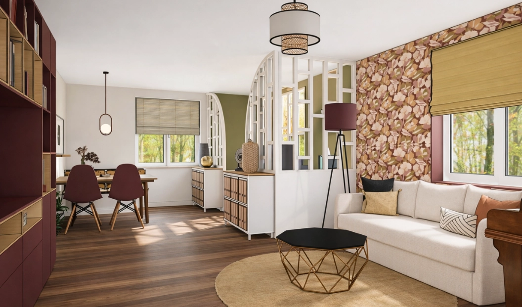 Séjour avec espace bureau – Projet Tulipes